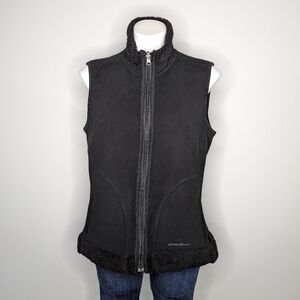 ✨3/$15 Eddie Bauer black reversible fleece sherpa zip up vest L